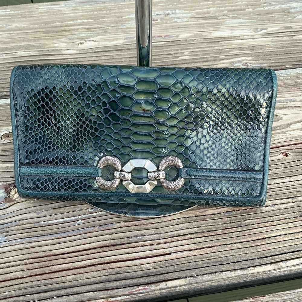 BRIGHTON DARK GREY PYTHON FAUX LEATHER WOMEN WALLET/ORGANIZER